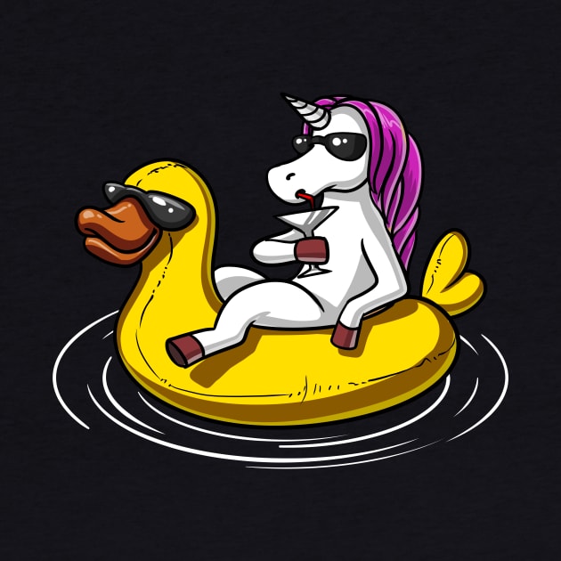 Unicorn Riding A Bath Duck Float by underheaven